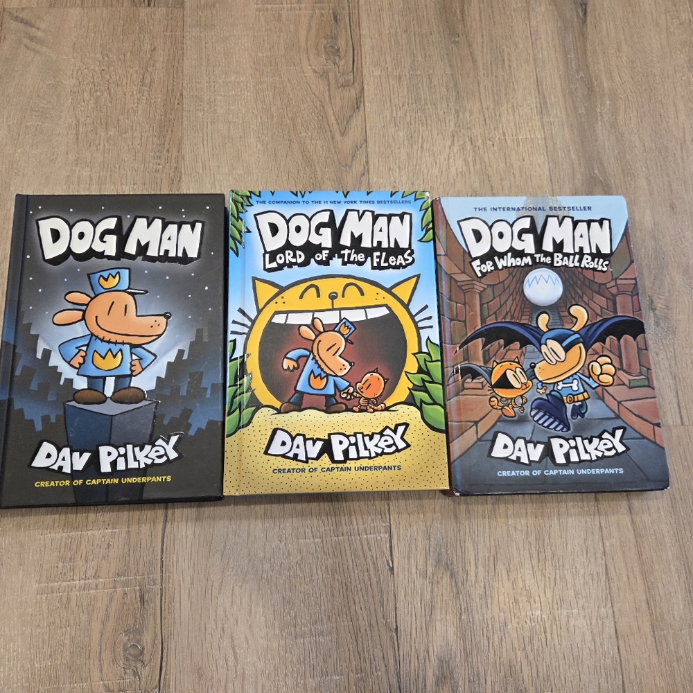Dog Man By Dav Pilkey Lot of 3 Hardcover Books Chapter Cartoon Lord Of The Fleas